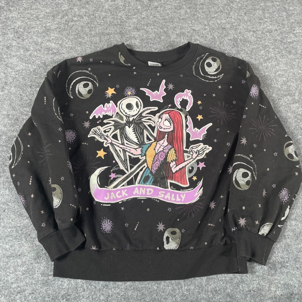 The Nightmare Before Christmas Sweatshirt Girls Large Black Pullover Lightweight